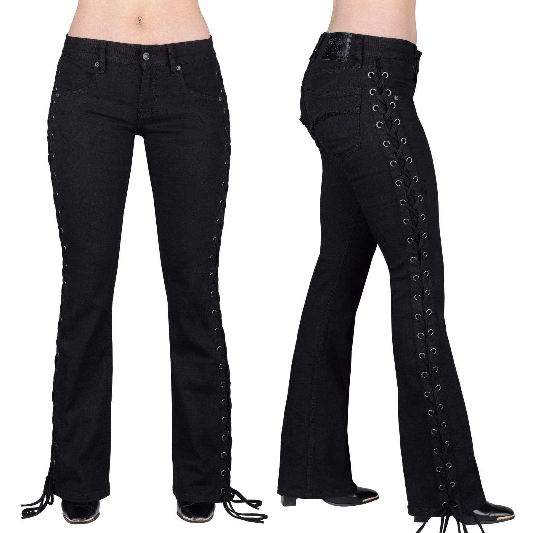 Wornstar Clothing Pants Hellraiser Side Laced Unisex Jeans - Black