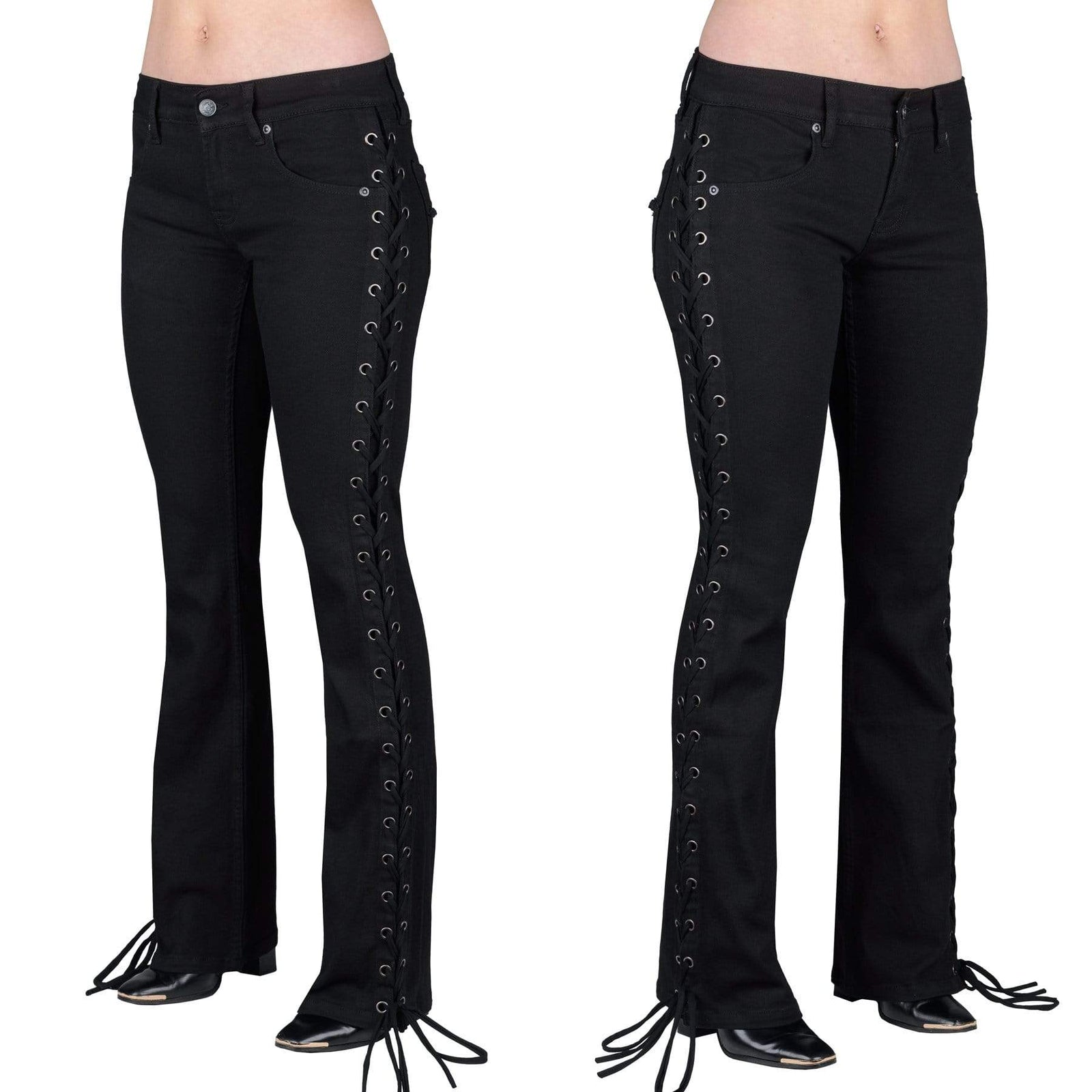 Wornstar Clothing Pants Hellraiser Side Laced Unisex Jeans - Black