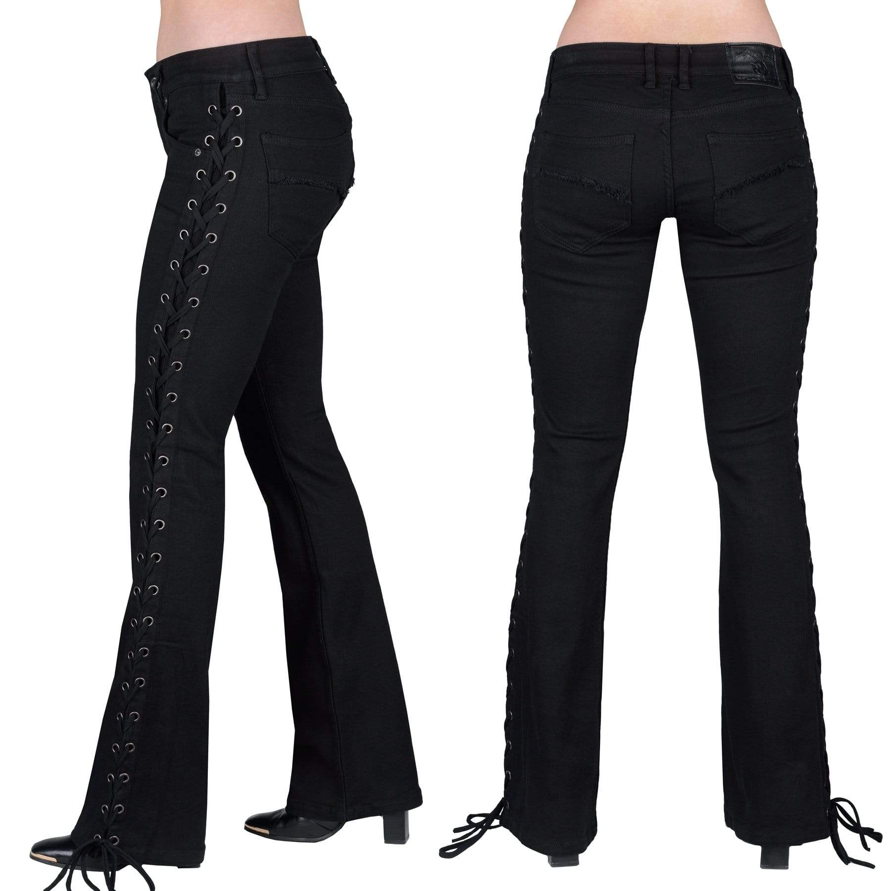 Wornstar Clothing Pants Hellraiser Side Laced Unisex Jeans - Black
