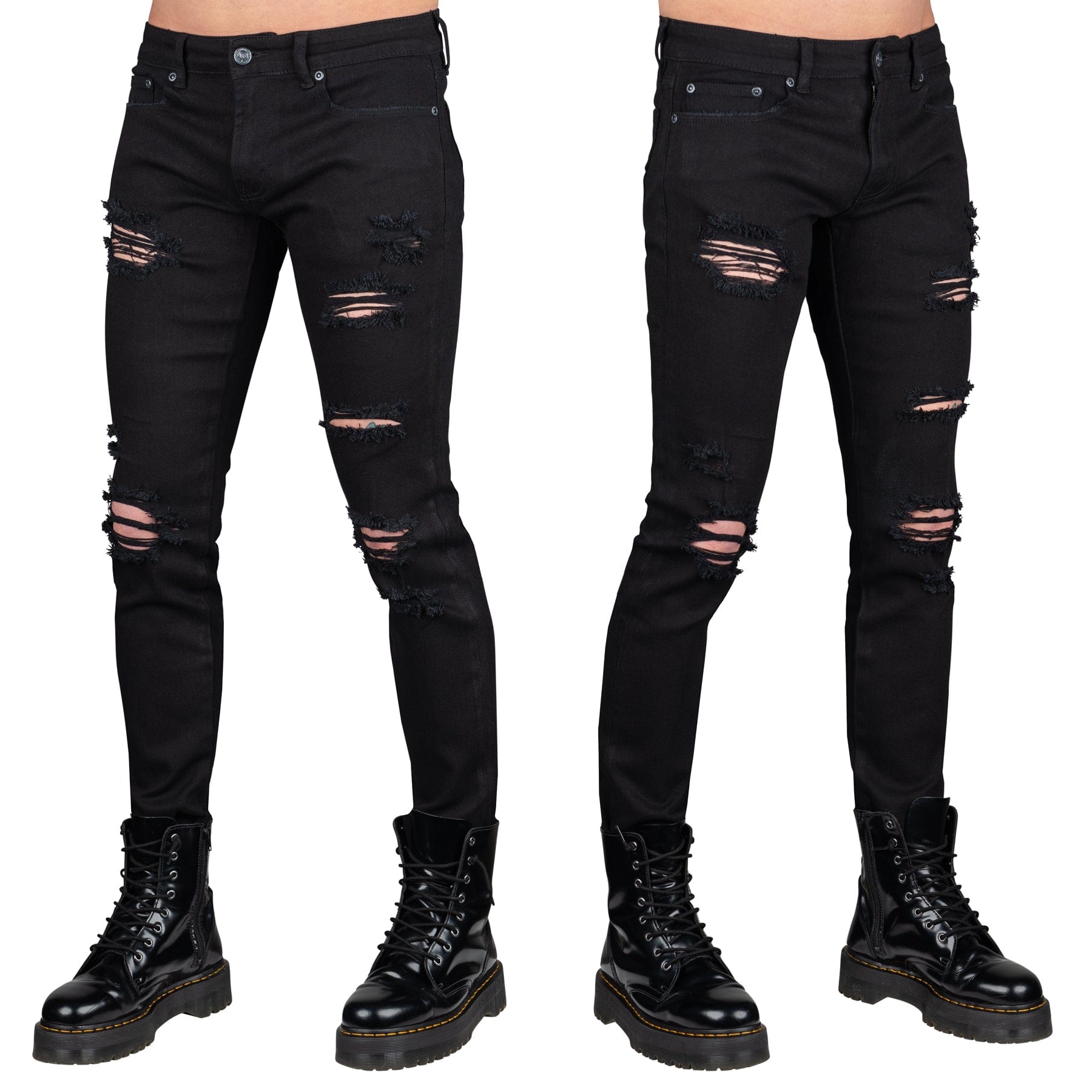 Wornstar Clothing Mens Jeans. Rampager Shredded Denim Jeans - Black