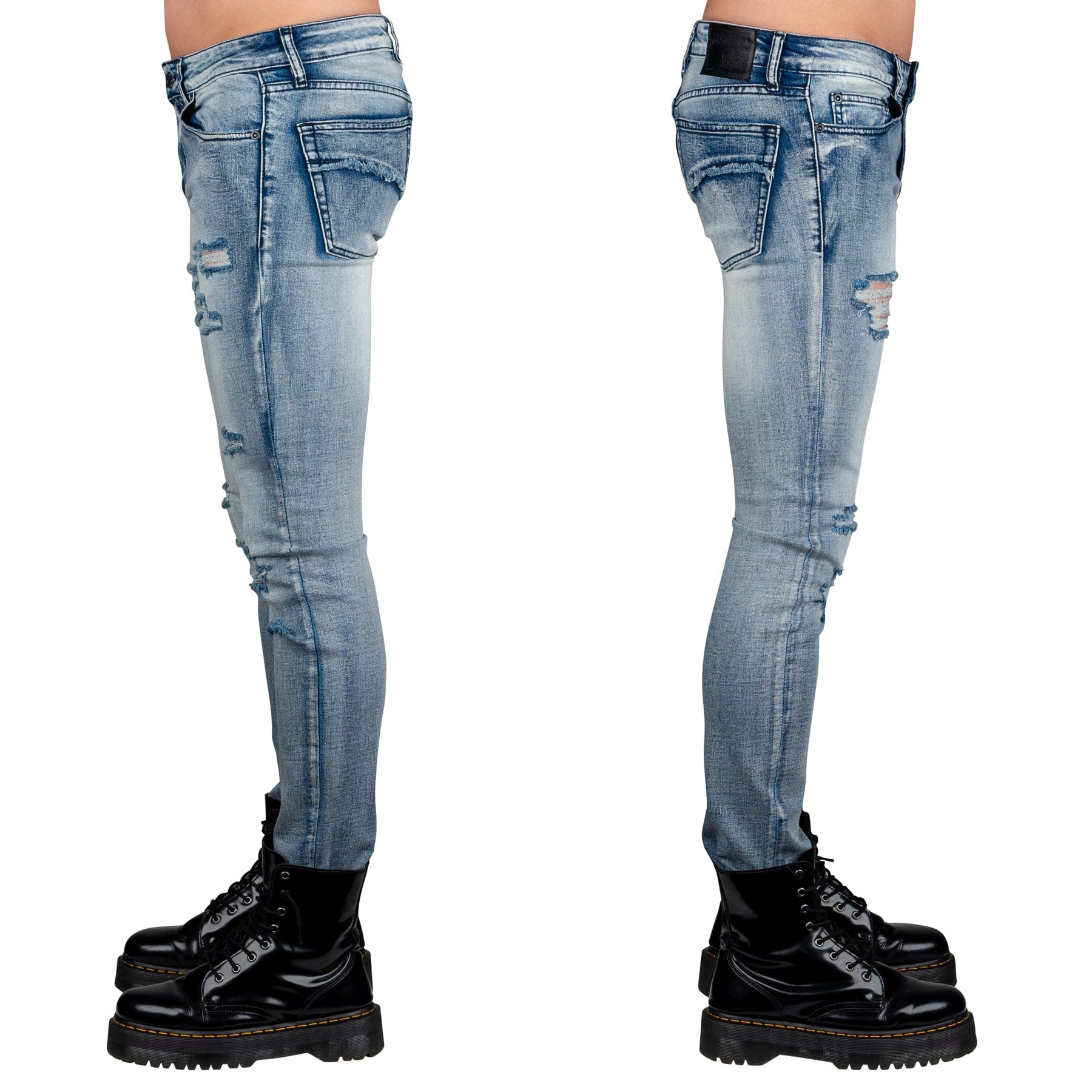 Wornstar Clothing Mens Jeans. Rampager Shredded Denim Jeans - Classic Blue