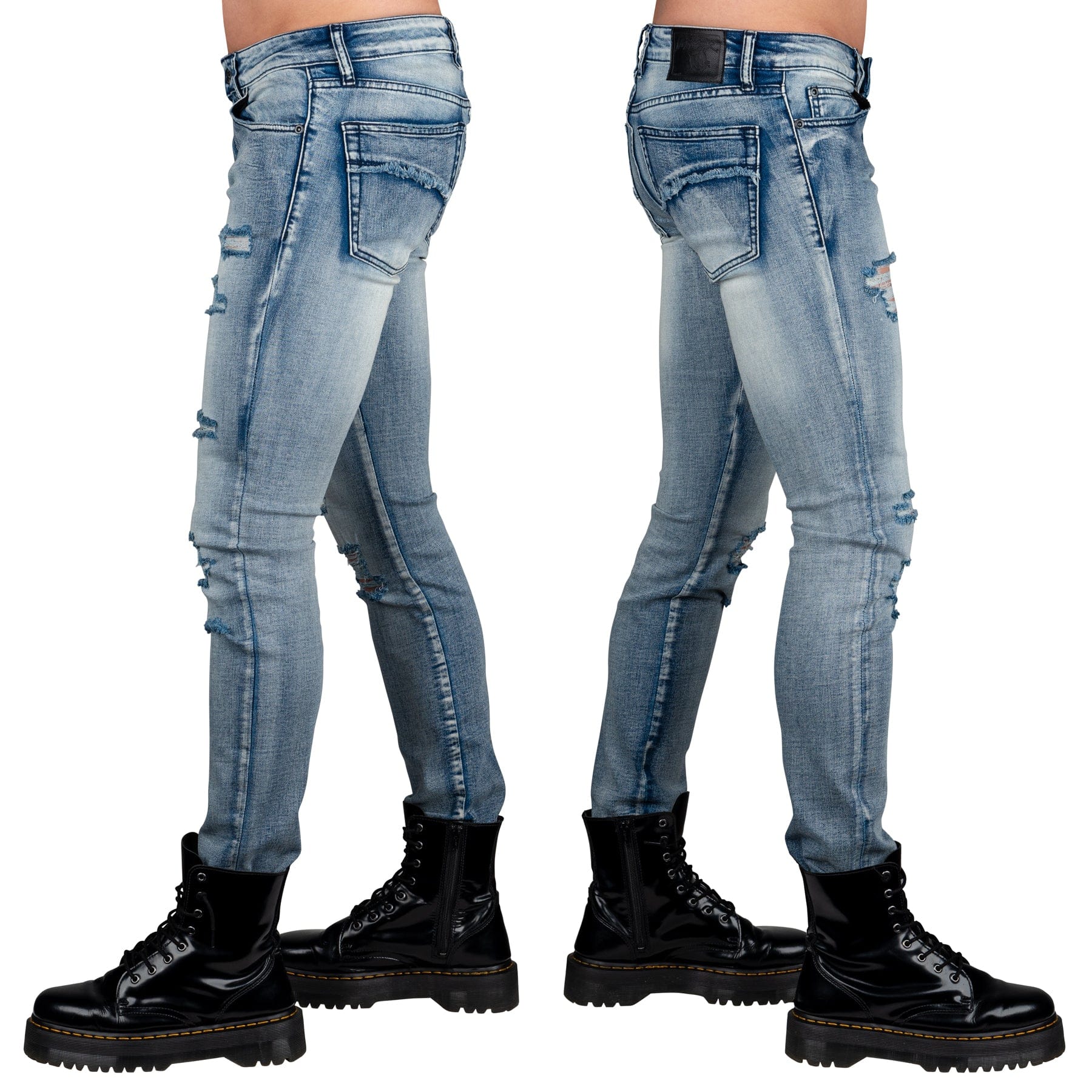 Wornstar Clothing Mens Jeans. Rampager Shredded Denim Jeans - Classic Blue