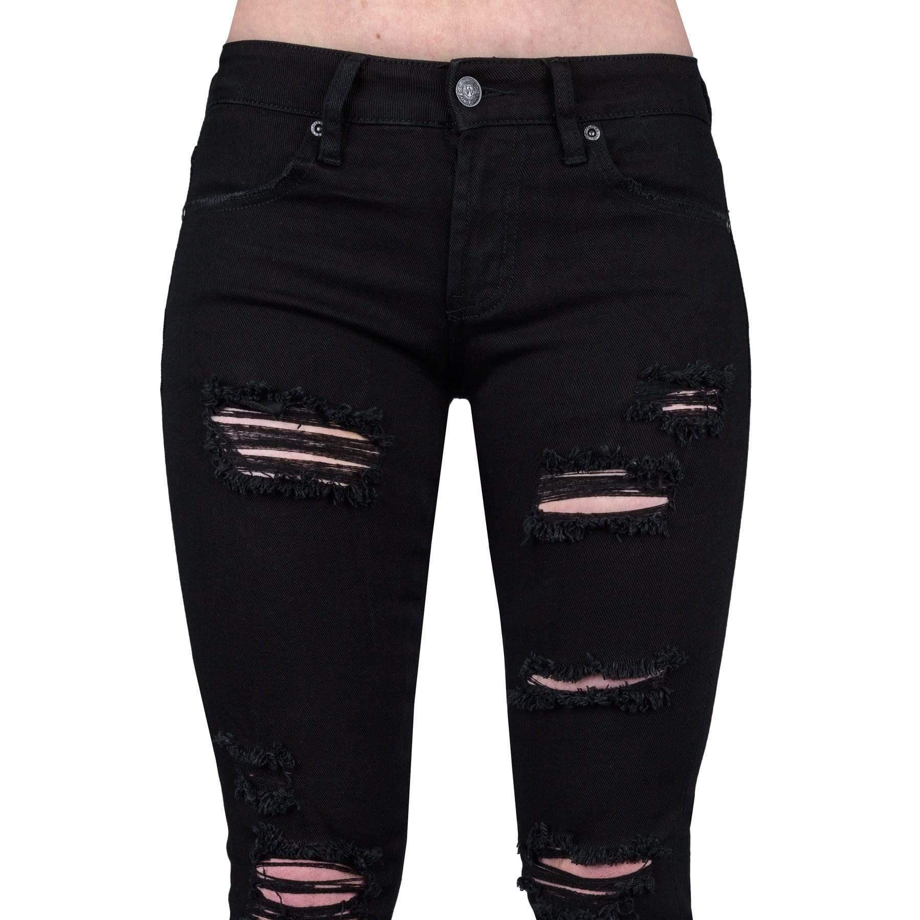 Wornstar Clothing Unisex Jeans. Rampager Shredded Denim Jeans - Black