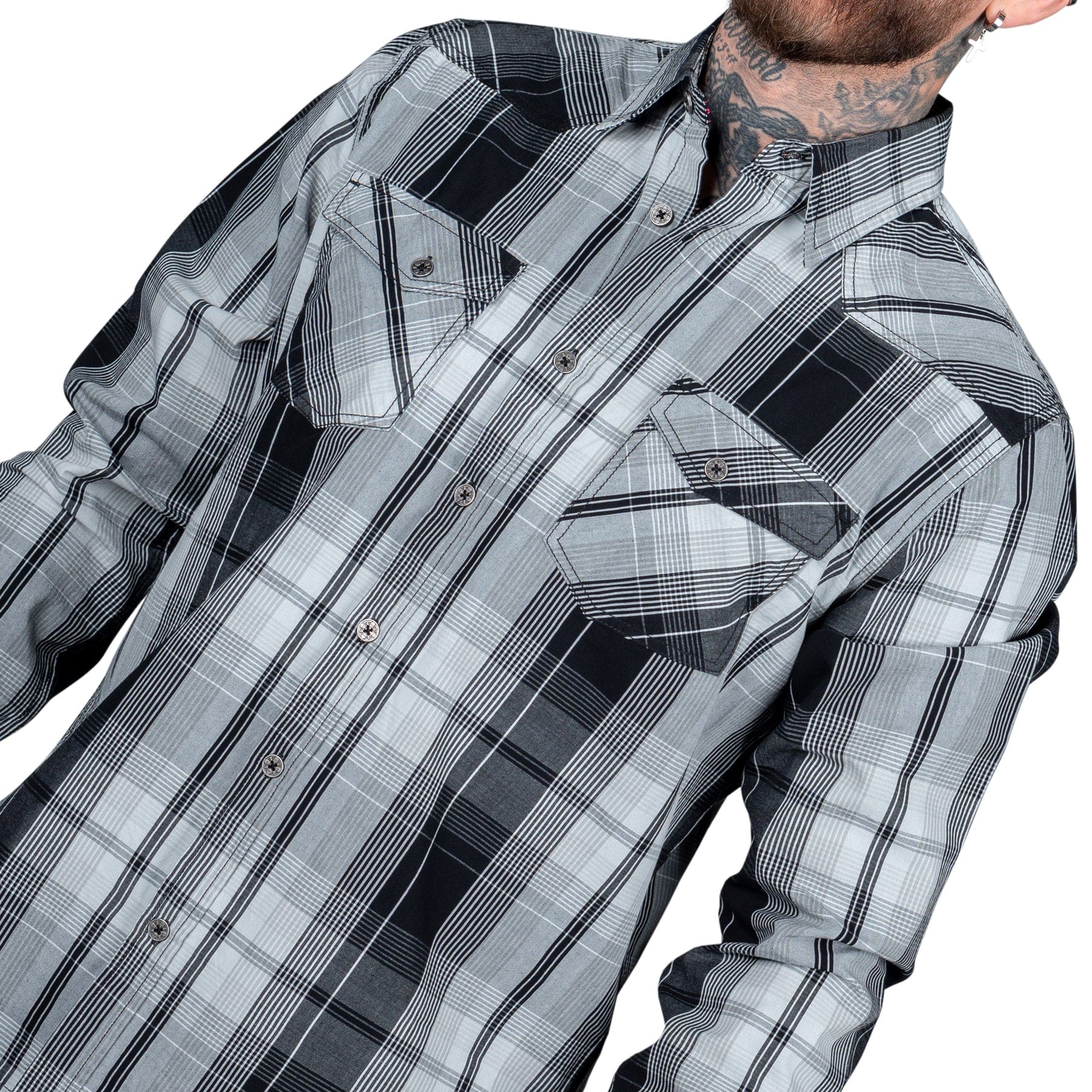 Wornstar Clothing Mens Long Sleeve Shirt. Heir Button Down Plaid Shirt.