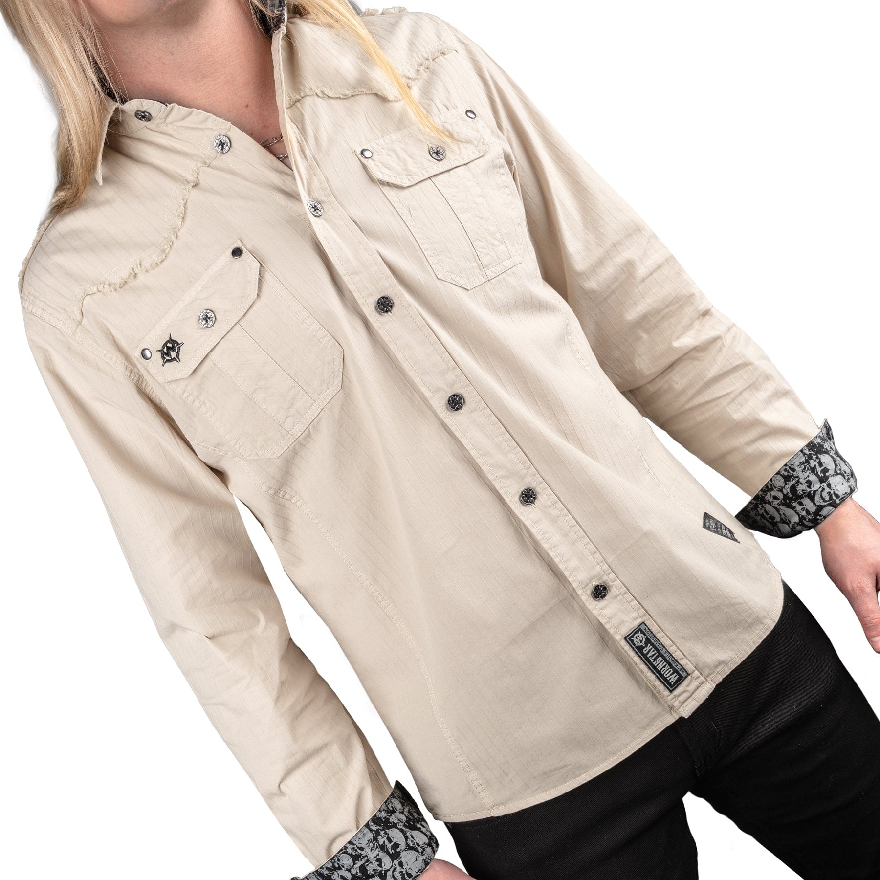 Wornstar Clothing Mens Shirt. Button Down Raider Long Sleeve Shirt - Sand
