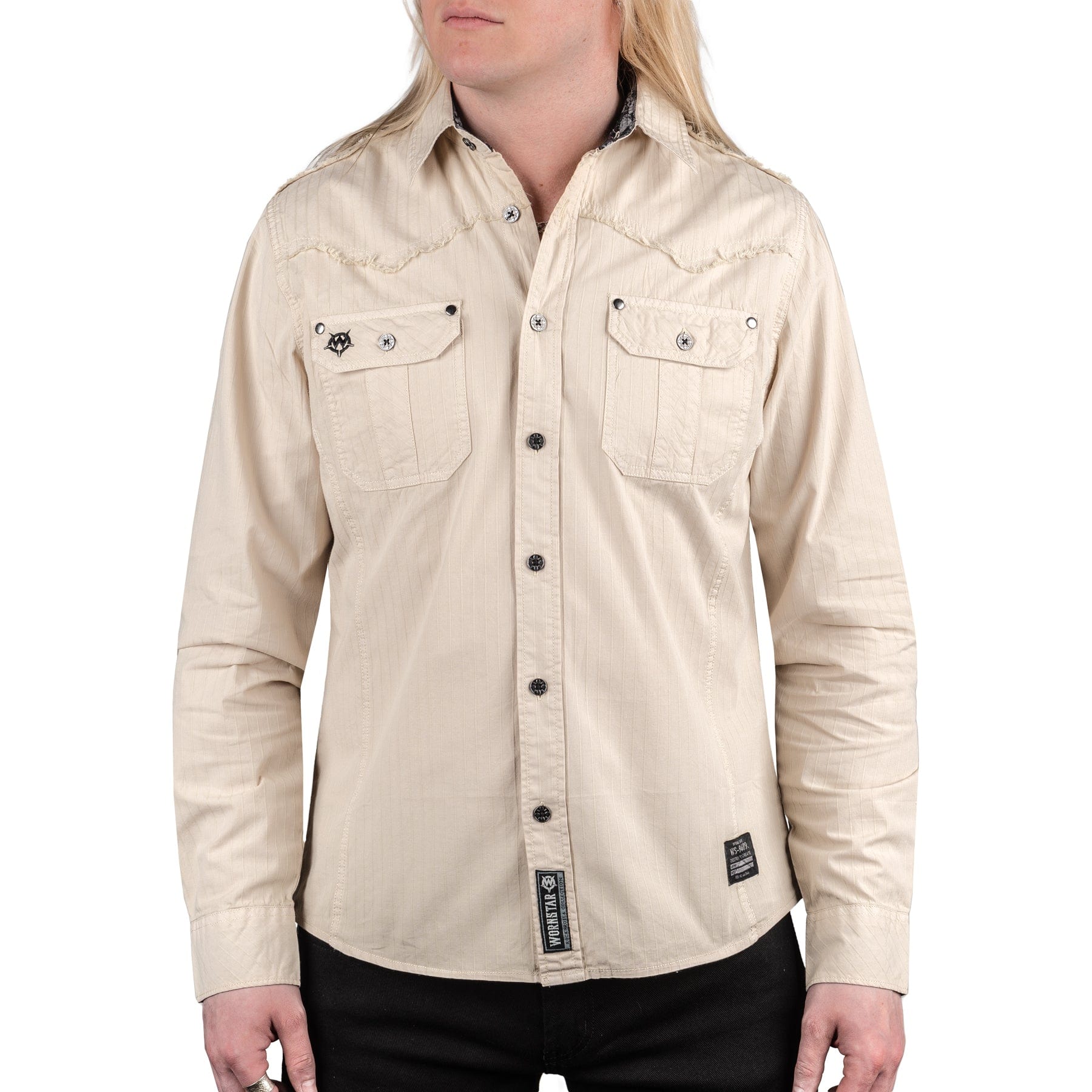 Wornstar Clothing Mens Shirt. Button Down Raider Long Sleeve Shirt - Sand