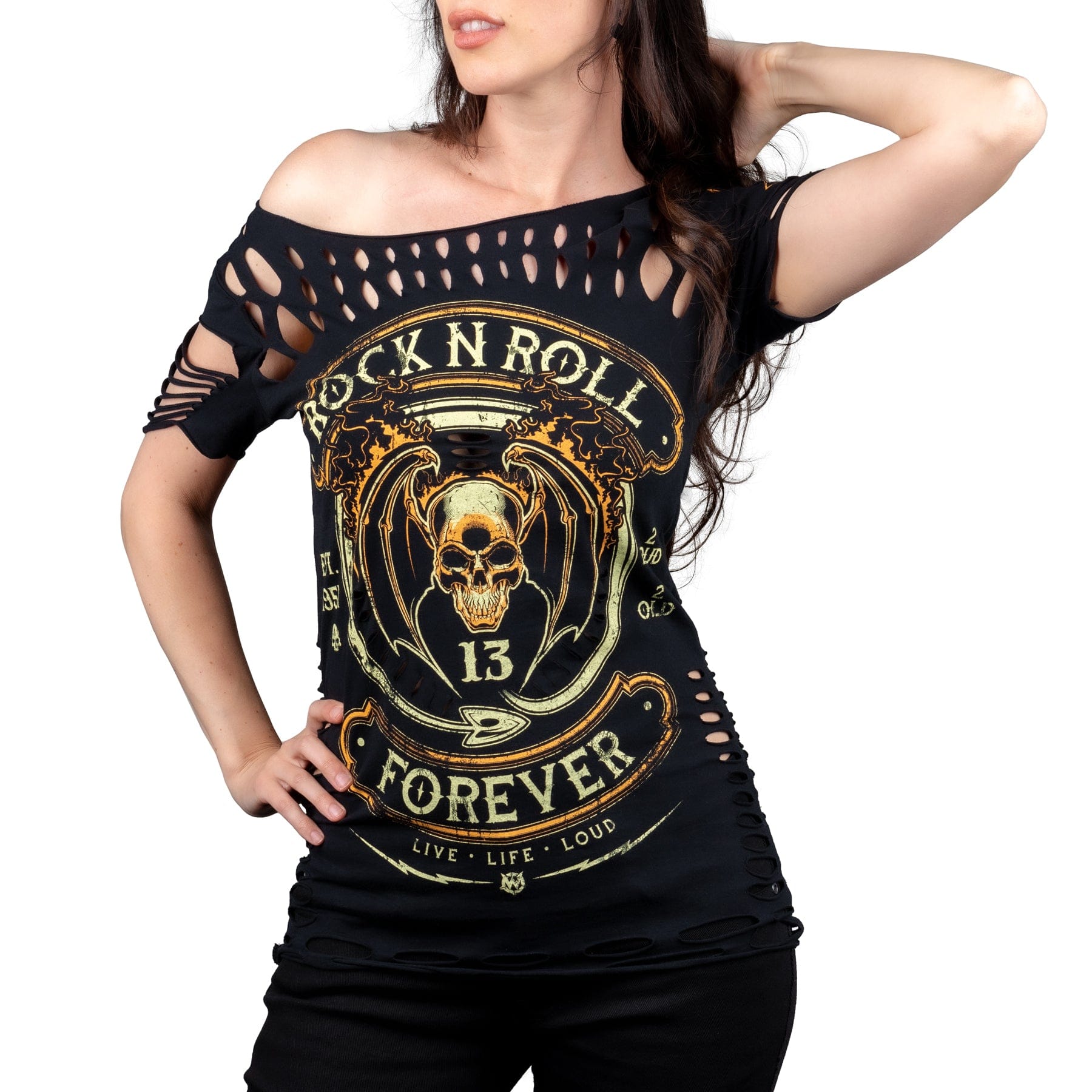 Wornstar Clothing Womens Tee. Rock N Roll Forever Cut T-Shirt