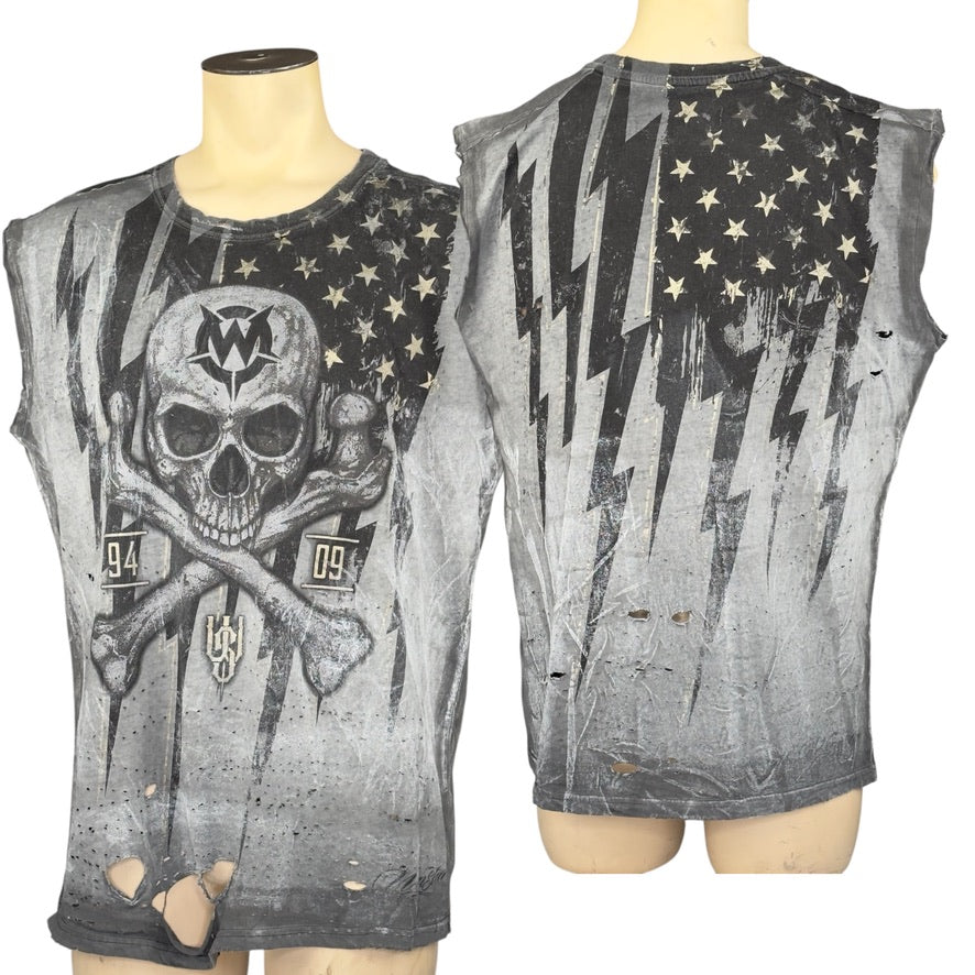 Wornstar Custom - Sleeveless Cut Tee - Black Flag - Ready to Ship