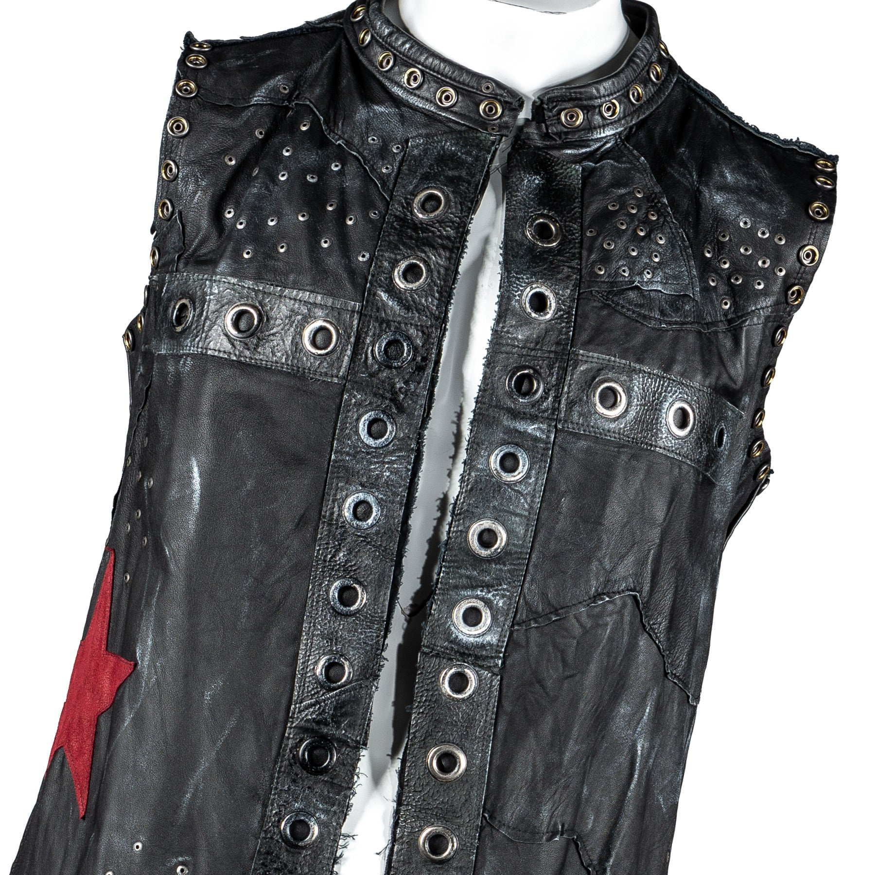 Wornstar Custom Handmade Leather Long Sleeveless Trench Jacket - DFA