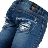 All Access Collection Pants Hellraiser Dark Blue Wash Jeans- Side Button - Distressed - Ready to Ship - Size 32x33
