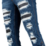 All Access Collection Pants Hellraiser Dark Blue Wash Jeans- Side Button - Distressed - Ready to Ship - Size 32x33