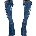 All Access Collection Pants Hellraiser Dark Blue Wash Jeans- Side Button - Distressed - Ready to Ship - Size 32x33