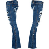 All Access Collection Pants Hellraiser Dark Blue Wash Jeans- Side Button - Distressed - Ready to Ship - Size 32x33