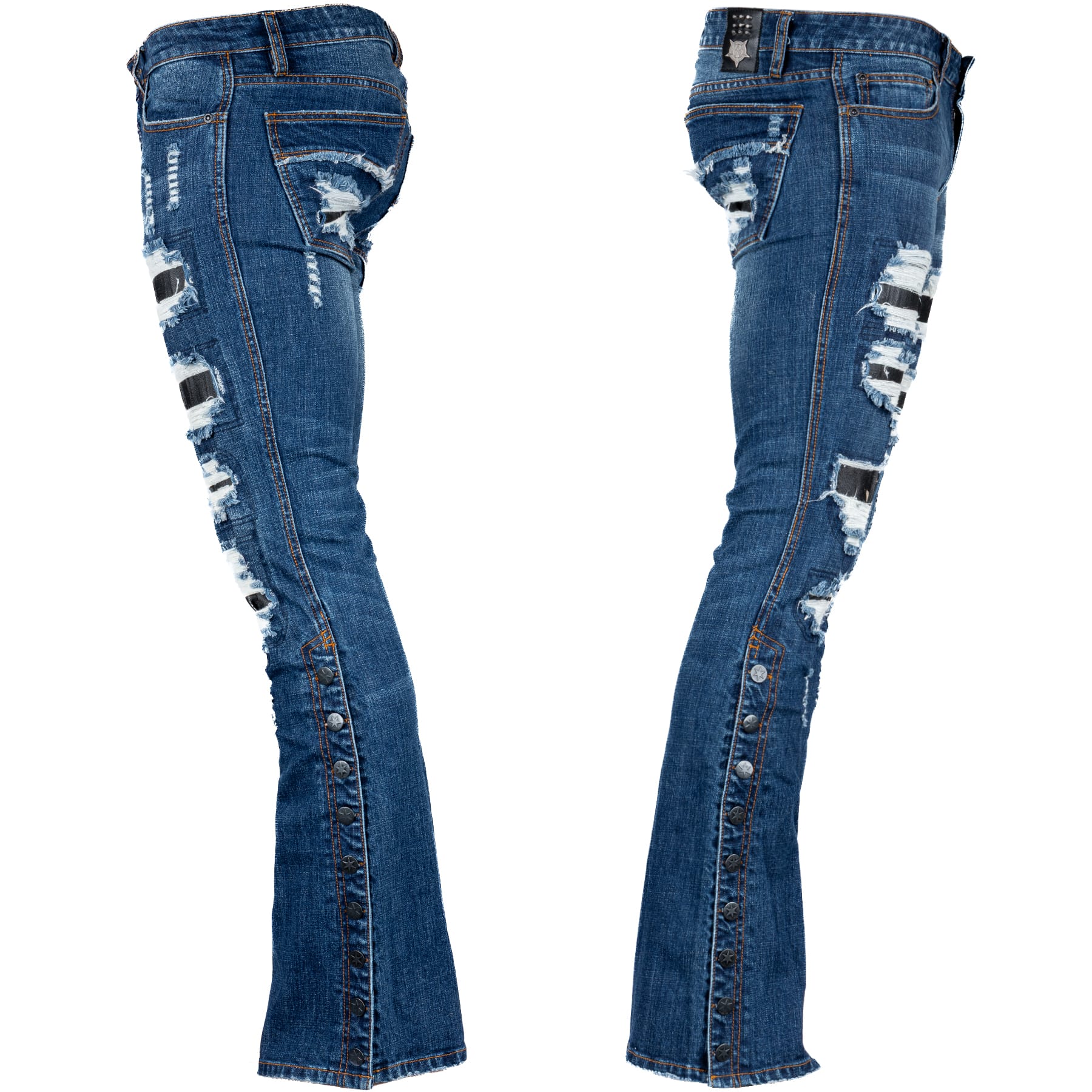 All Access Collection Pants Hellraiser Dark Blue Wash Jeans- Side Button - Distressed - Ready to Ship - Size 32x33