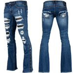 All Access Collection Pants Hellraiser Dark Blue Wash Jeans- Side Button - Distressed - Ready to Ship - Size 32x33
