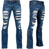 All Access Collection Pants Hellraiser Dark Blue Wash Jeans- Side Button - Distressed - Ready to Ship - Size 32x33