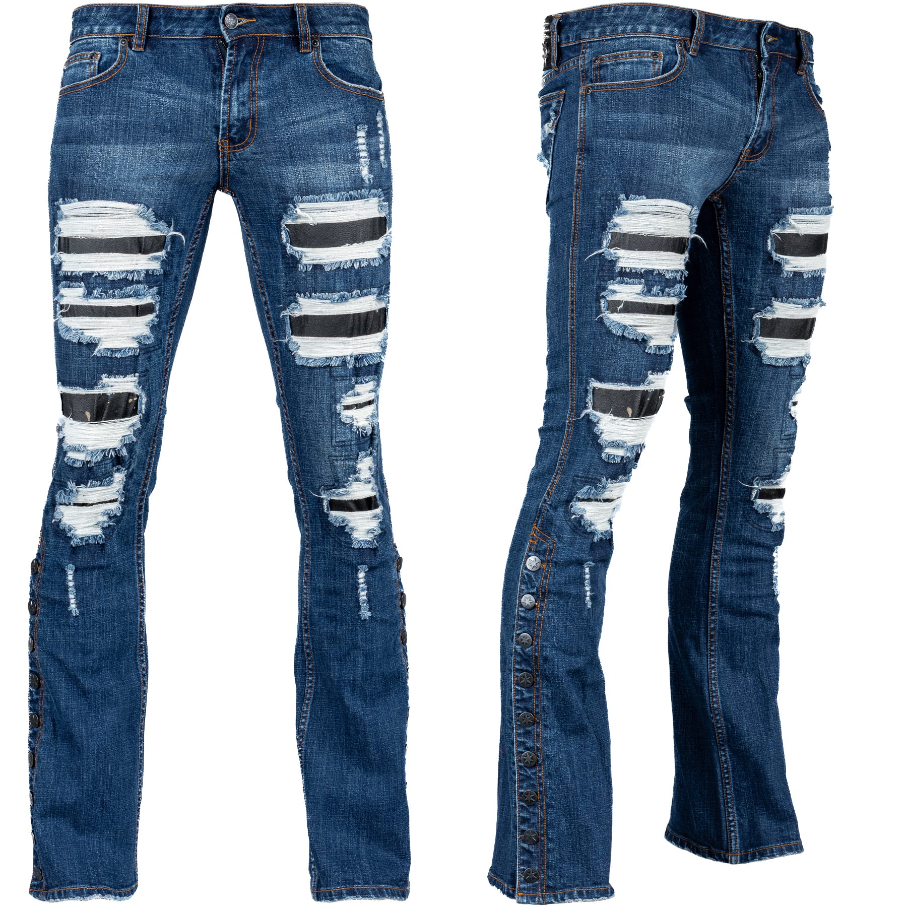 All Access Collection Pants Hellraiser Dark Blue Wash Jeans- Side Button - Distressed - Ready to Ship - Size 32x33
