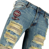 All Access Collection Pants Hellraiser Medium Blue Wash Jeans- Side Button - Distressed - Ready to Ship - Size 34x33 (Copy)