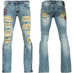 All Access Collection Pants Hellraiser Medium Blue Wash Jeans- Side Button - Distressed - Ready to Ship - Size 34x33 (Copy)