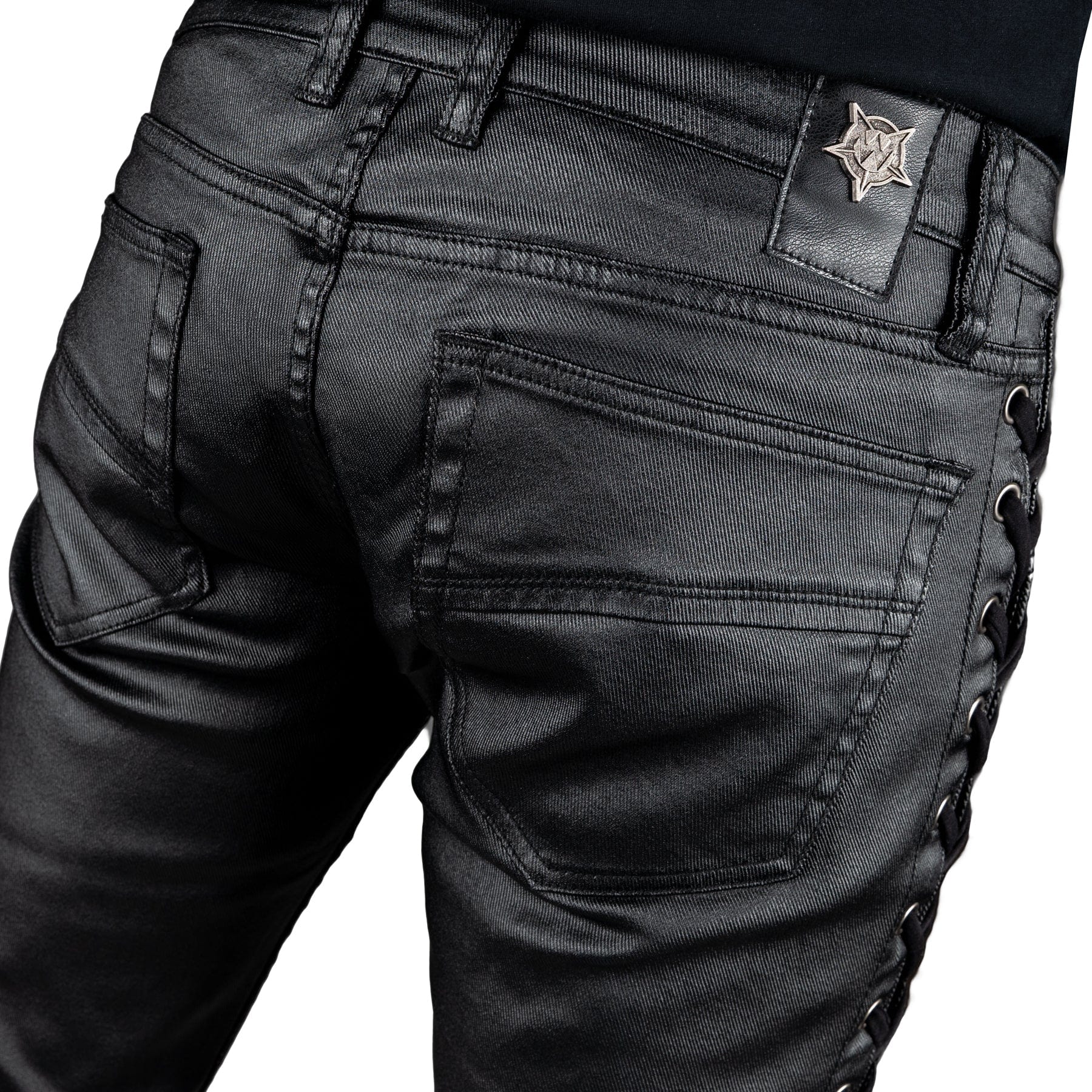 All Access Collection Pants Hellraiser Side Laced Waxed Denim Jeans - Black