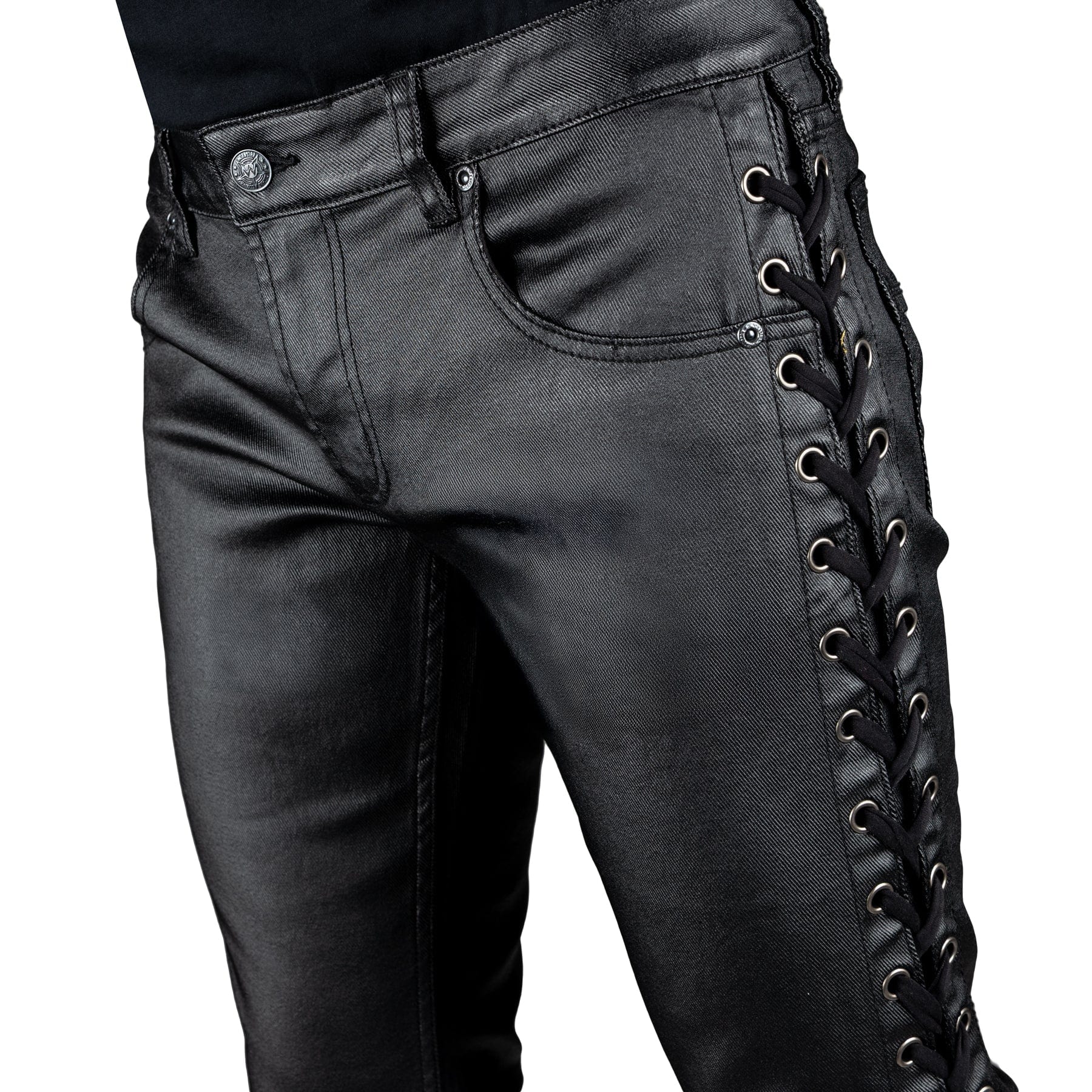All Access Collection Pants Hellraiser Side Laced Waxed Denim Jeans - Black