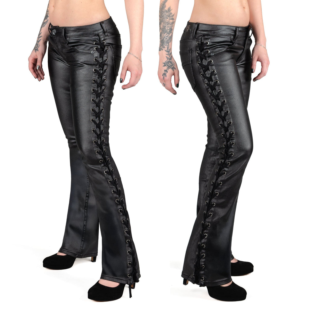 All Access Collection Pants Hellraiser Side Laced Waxed Denim Jeans - Black