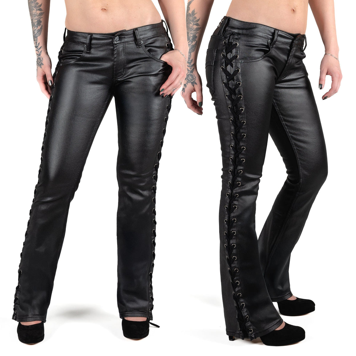 All Access Collection Pants Hellraiser Side Laced Waxed Denim Jeans - Black