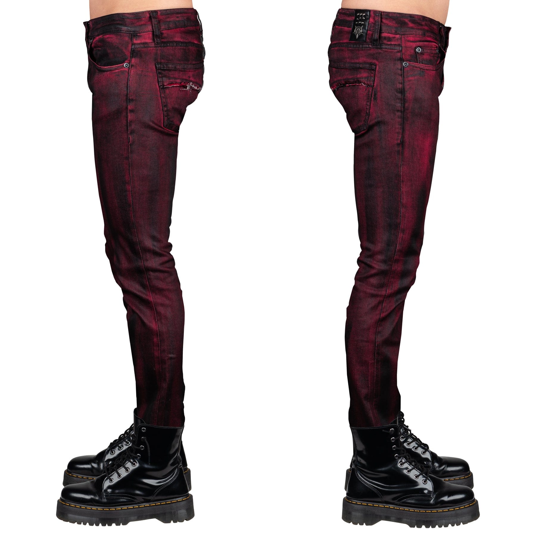 Wornstar Clothing Mens Jeans. Rampager Coated Denim Jeans - Crimson