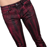 Wornstar Clothing Mens Jeans. Rampager Coated Denim Jeans - Crimson