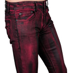 Wornstar Clothing Mens Jeans. Rampager Coated Denim Jeans - Crimson