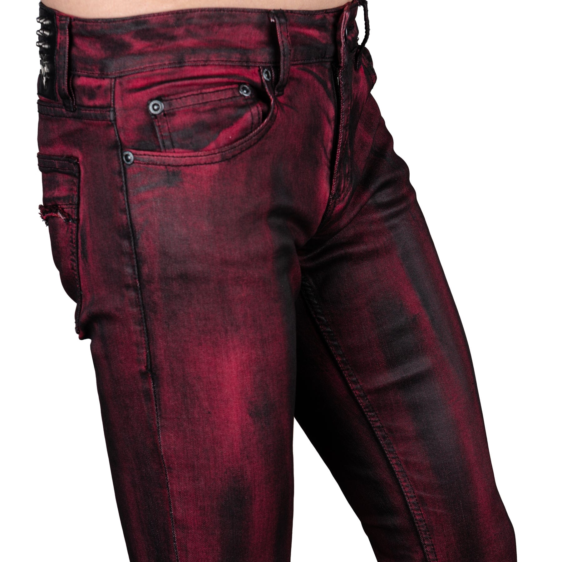 Wornstar Clothing Mens Jeans. Rampager Coated Denim Jeans - Crimson