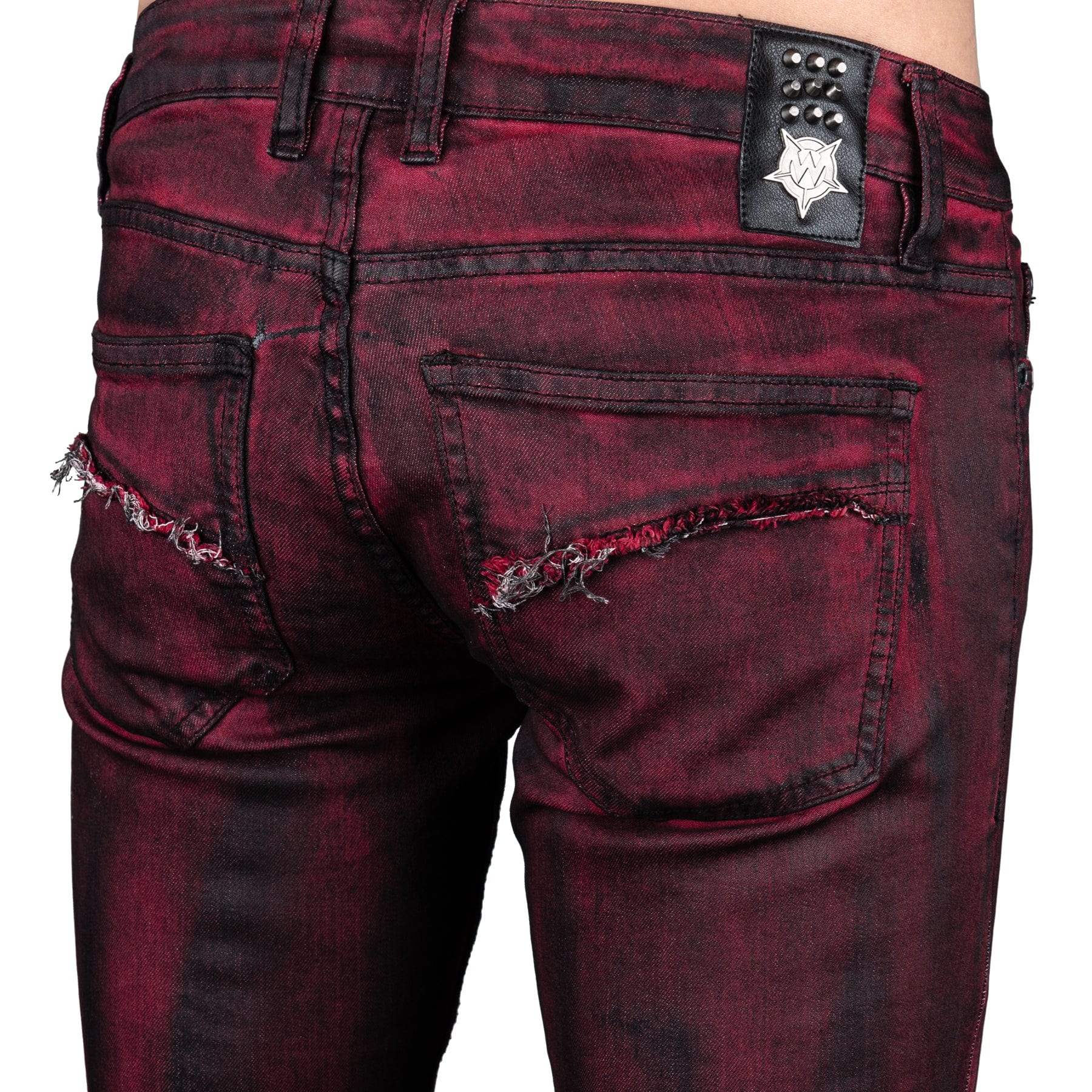Wornstar Clothing Mens Jeans. Rampager Coated Denim Jeans - Crimson