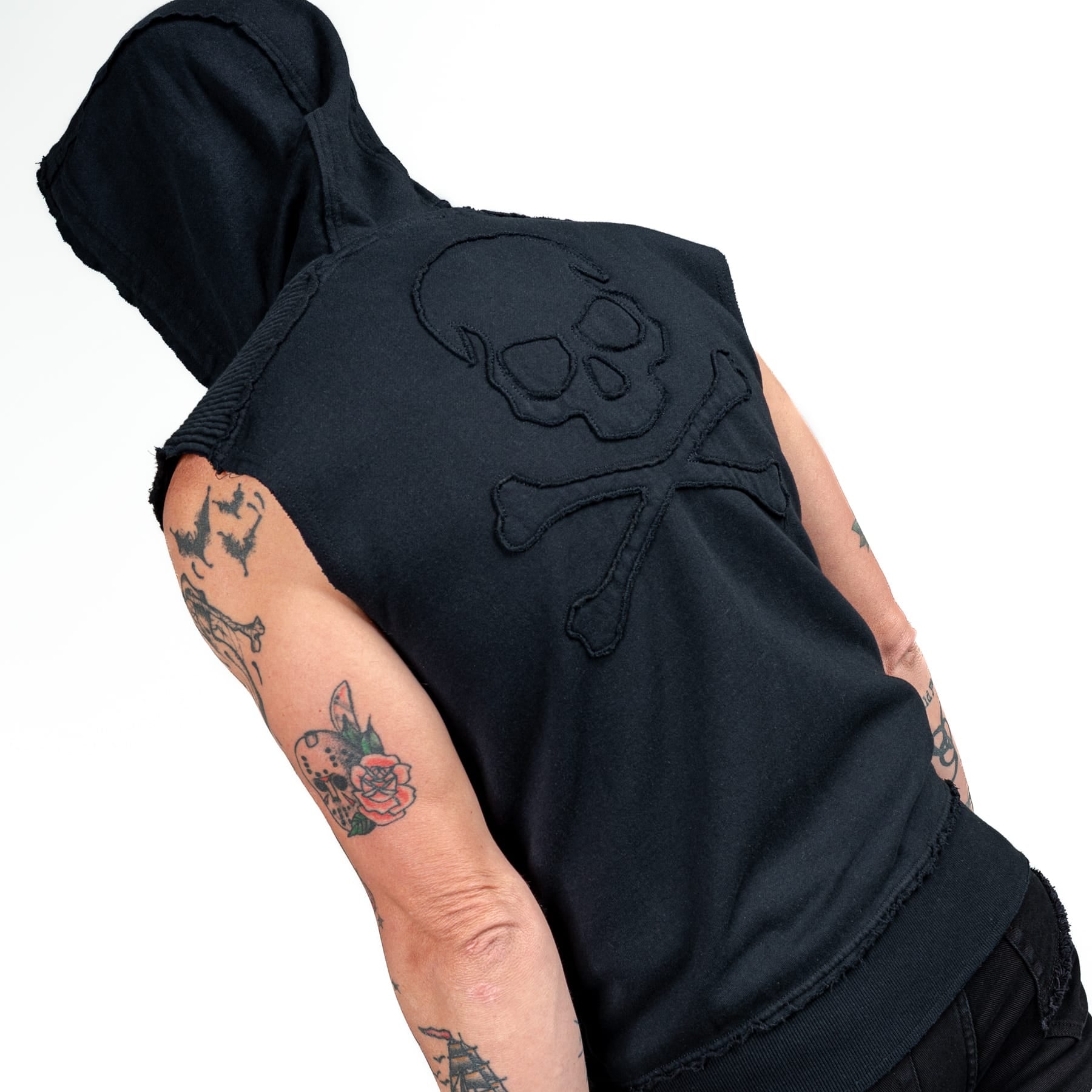 Artist Asylum Collection Hoodie Black Skull Sleeveless Hoodie