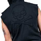 Artist Asylum Collection Hoodie Black Skull Sleeveless Hoodie
