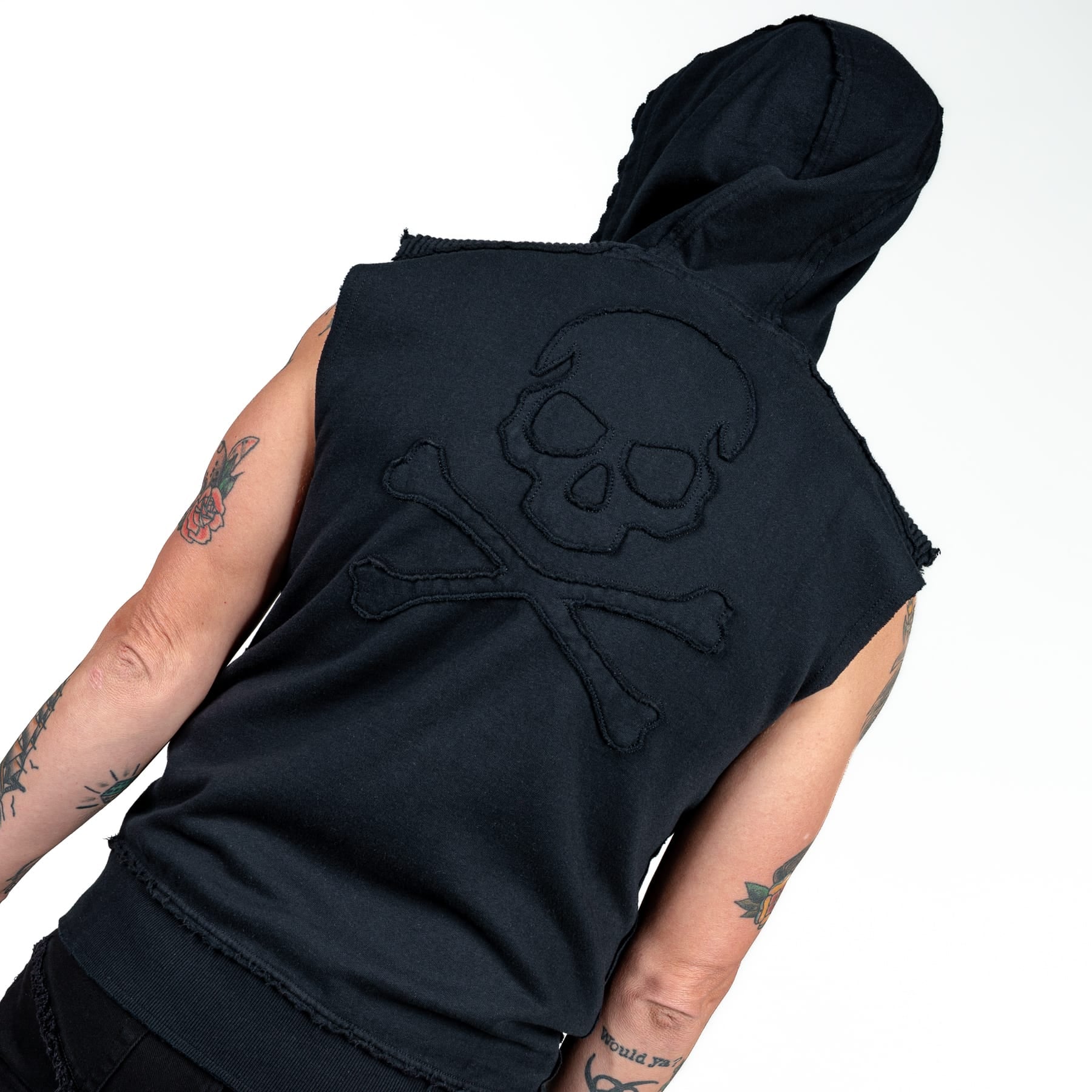 Artist Asylum Collection Hoodie Black Skull Sleeveless Hoodie