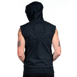 Artist Asylum Collection Hoodie Black Skull Sleeveless Hoodie