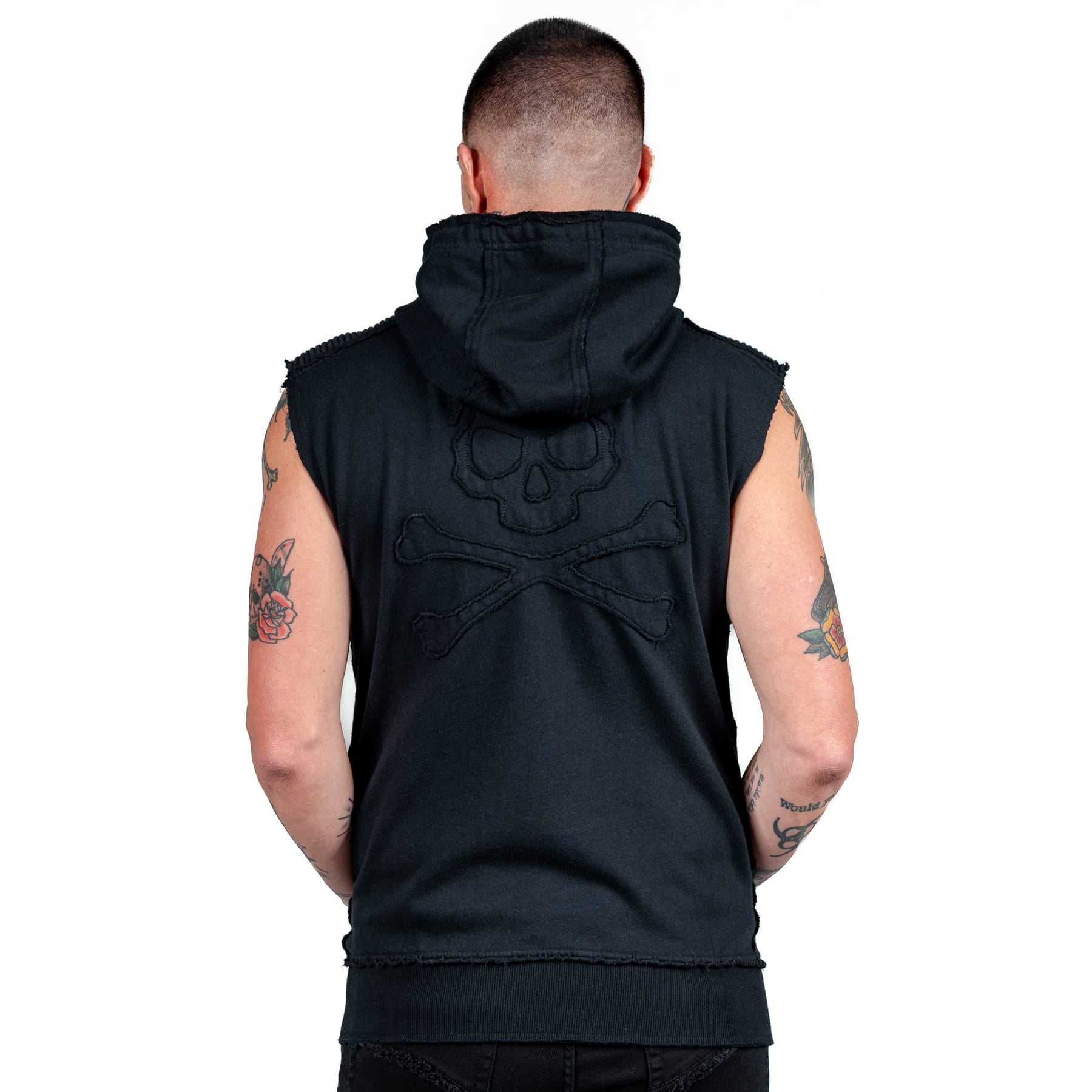 Artist Asylum Collection Hoodie Black Skull Sleeveless Hoodie