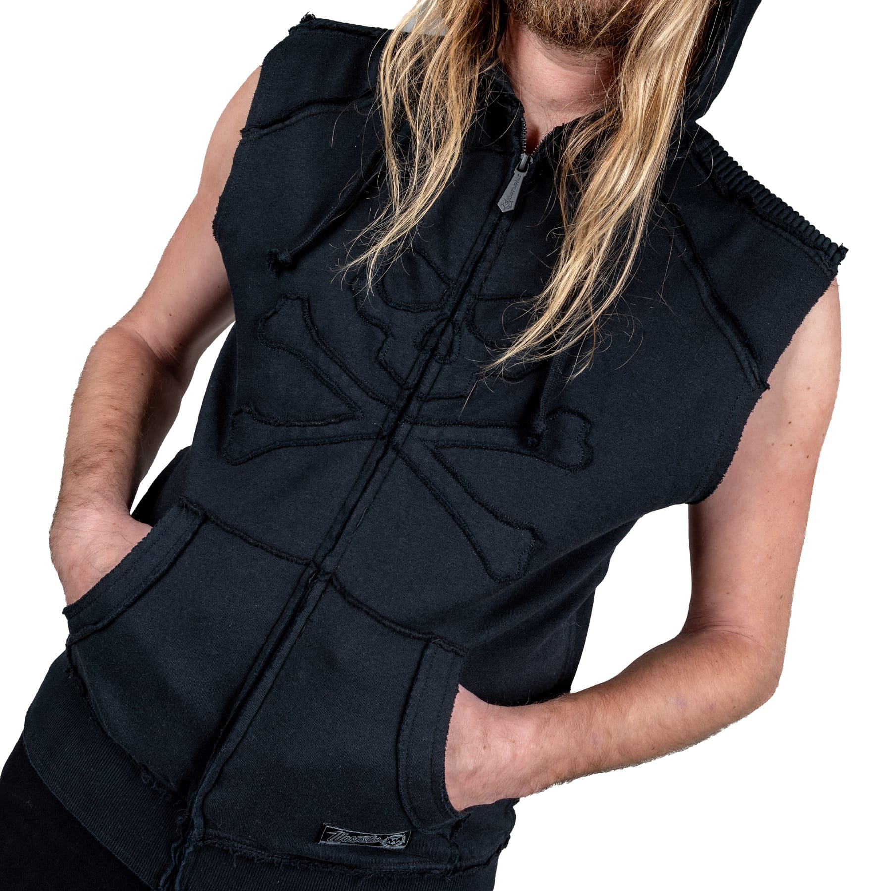 Artist Asylum Collection Hoodie Black Skull Sleeveless Hoodie