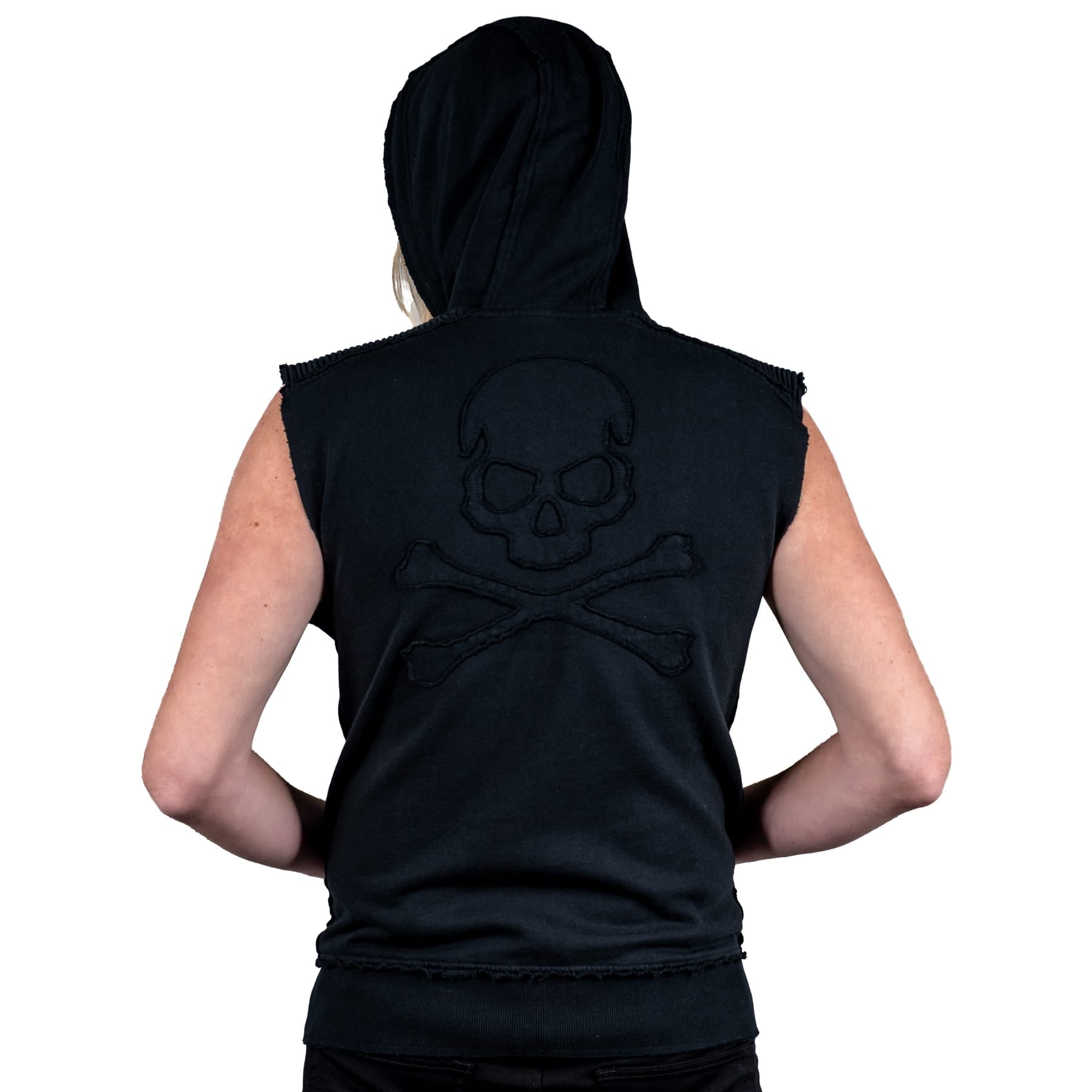 Artist Asylum Collection Hoodie Black Skull Sleeveless Hoodie
