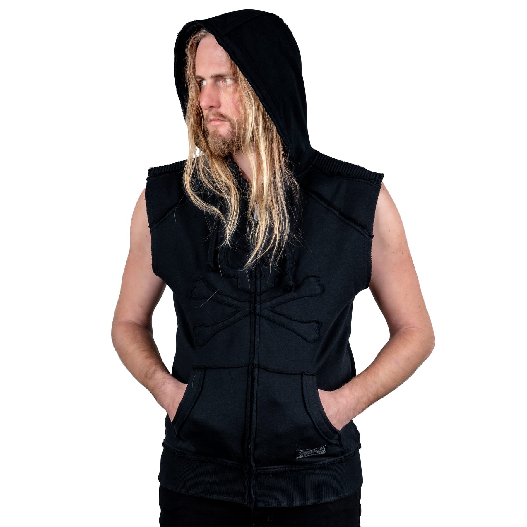 Artist Asylum Collection Hoodie Black Skull Sleeveless Hoodie