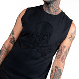 Artist Asylum Collection T-Shirt Black Skull Tee - Sleeveless