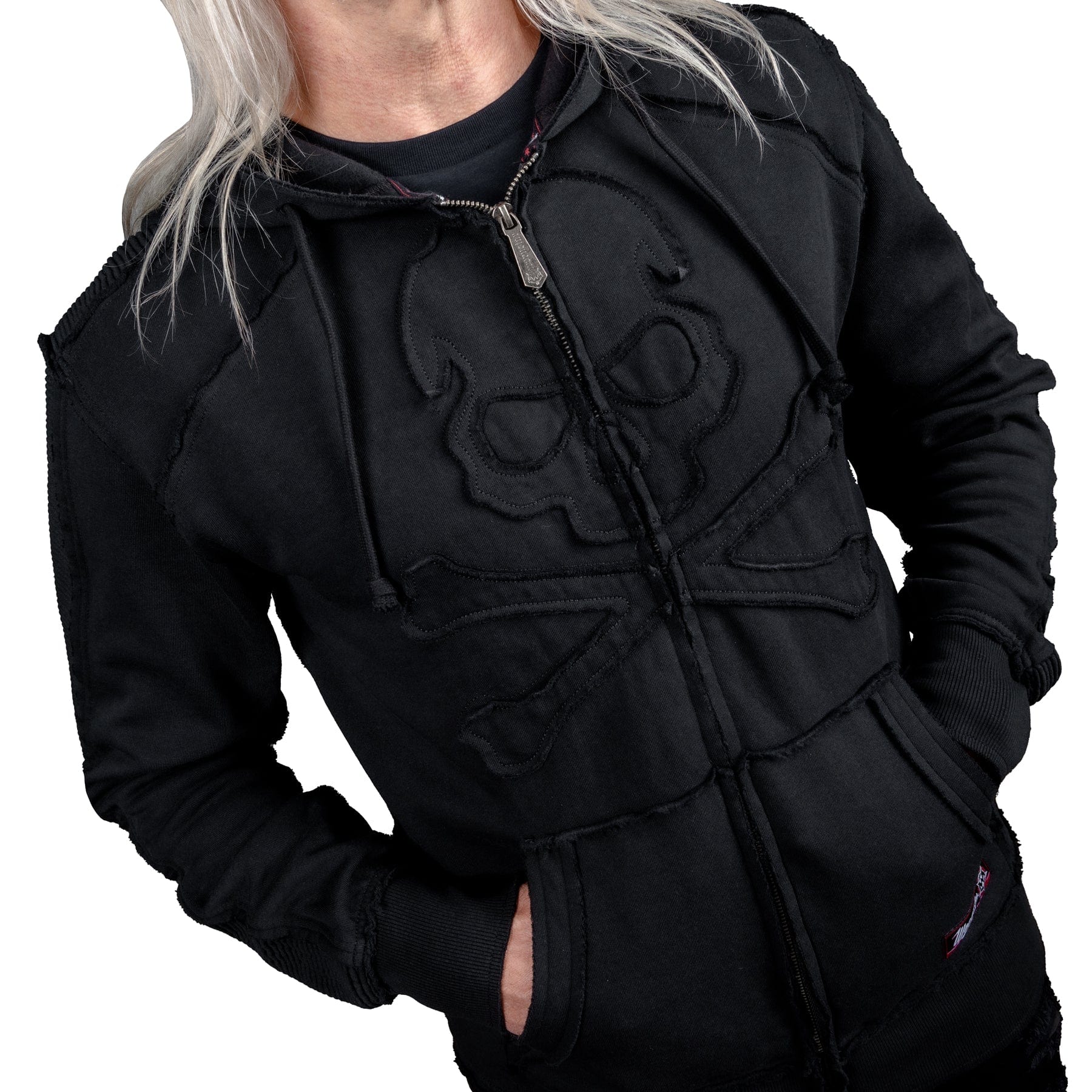 Wornstar Clothing Black Skull Zip Mens Hoodie