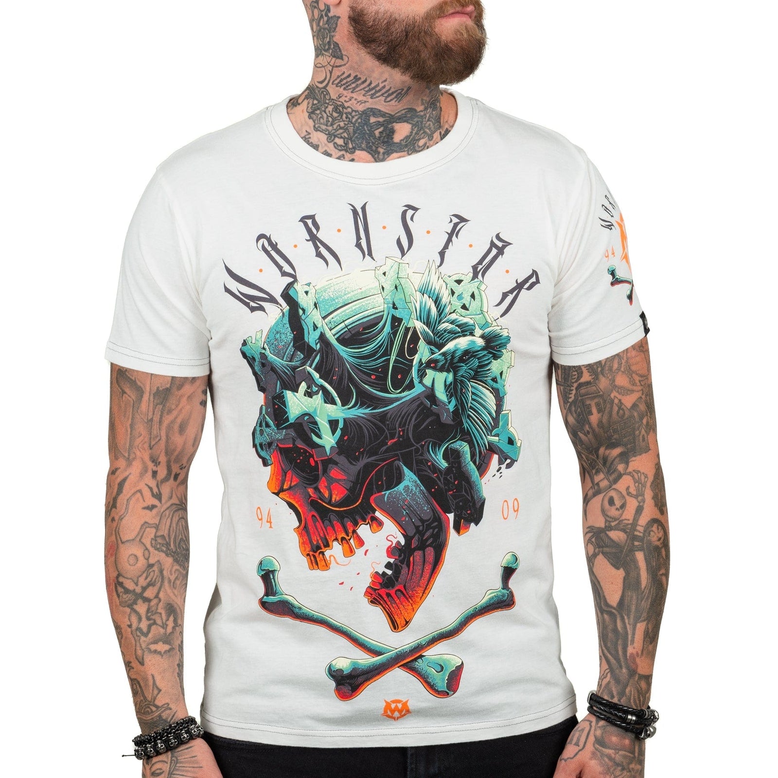 Wornstar Clothing Mens Skull T-Shirt Boneyard Mens Tee - Antique White