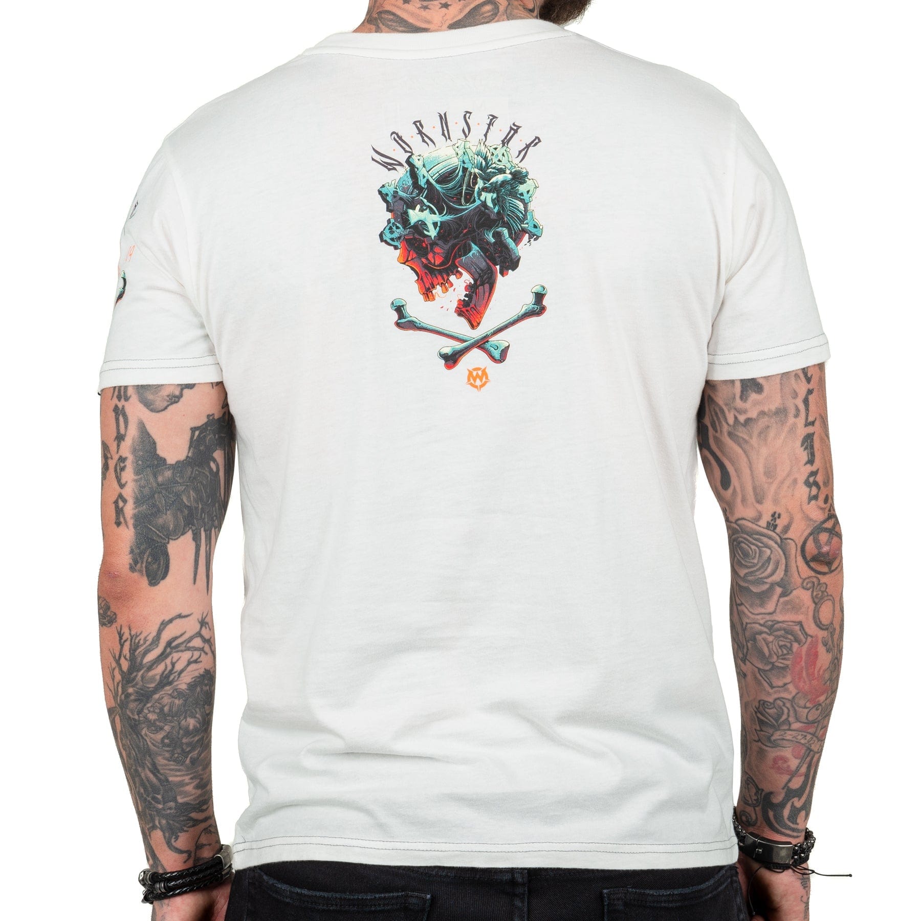Wornstar Clothing Mens Skull T-Shirt Boneyard Mens Tee - Antique White