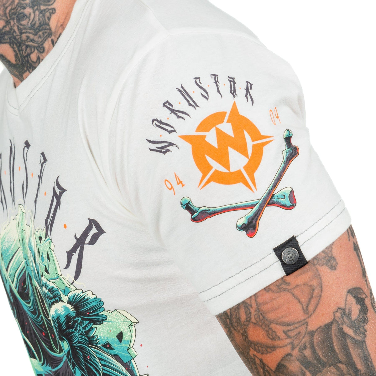 Wornstar Clothing Mens Skull T-Shirt Boneyard Mens Tee - Antique White