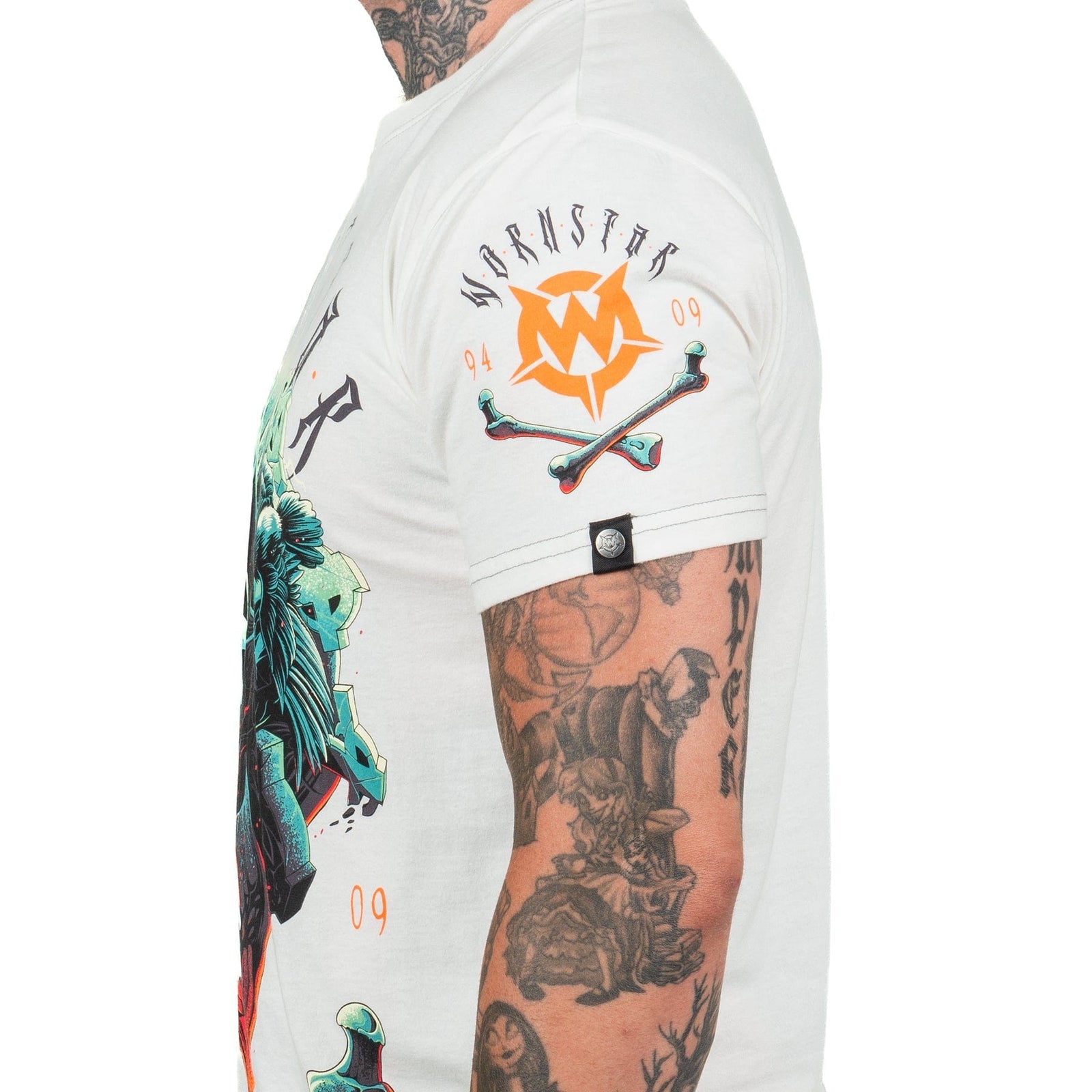 Wornstar Clothing Mens Skull T-Shirt Boneyard Mens Tee - Antique White