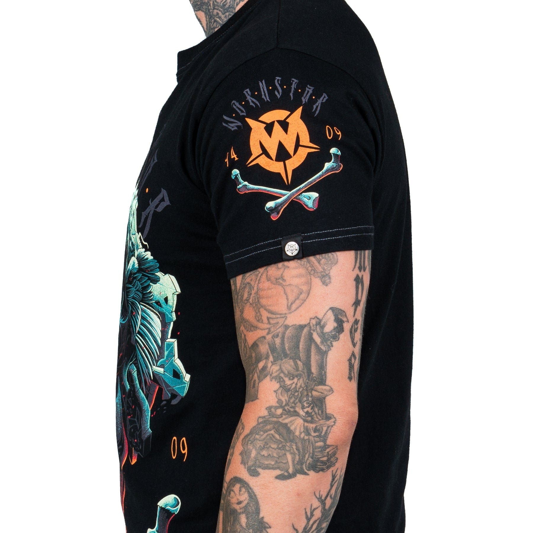 Wornstar Clothing Mens Skull T-Shirt Boneyard Mens Tee - Black