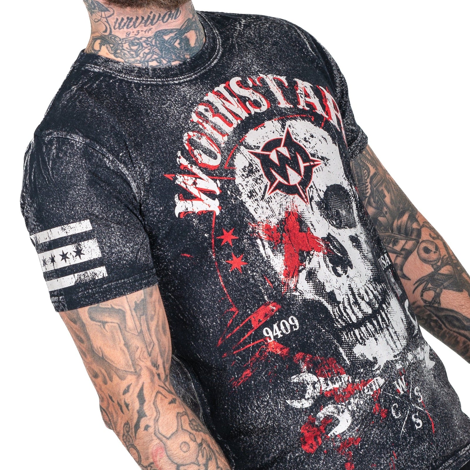 Wornstar Clothing Mens Skull T-Shirt Death Mechanic Mens Tee - Black