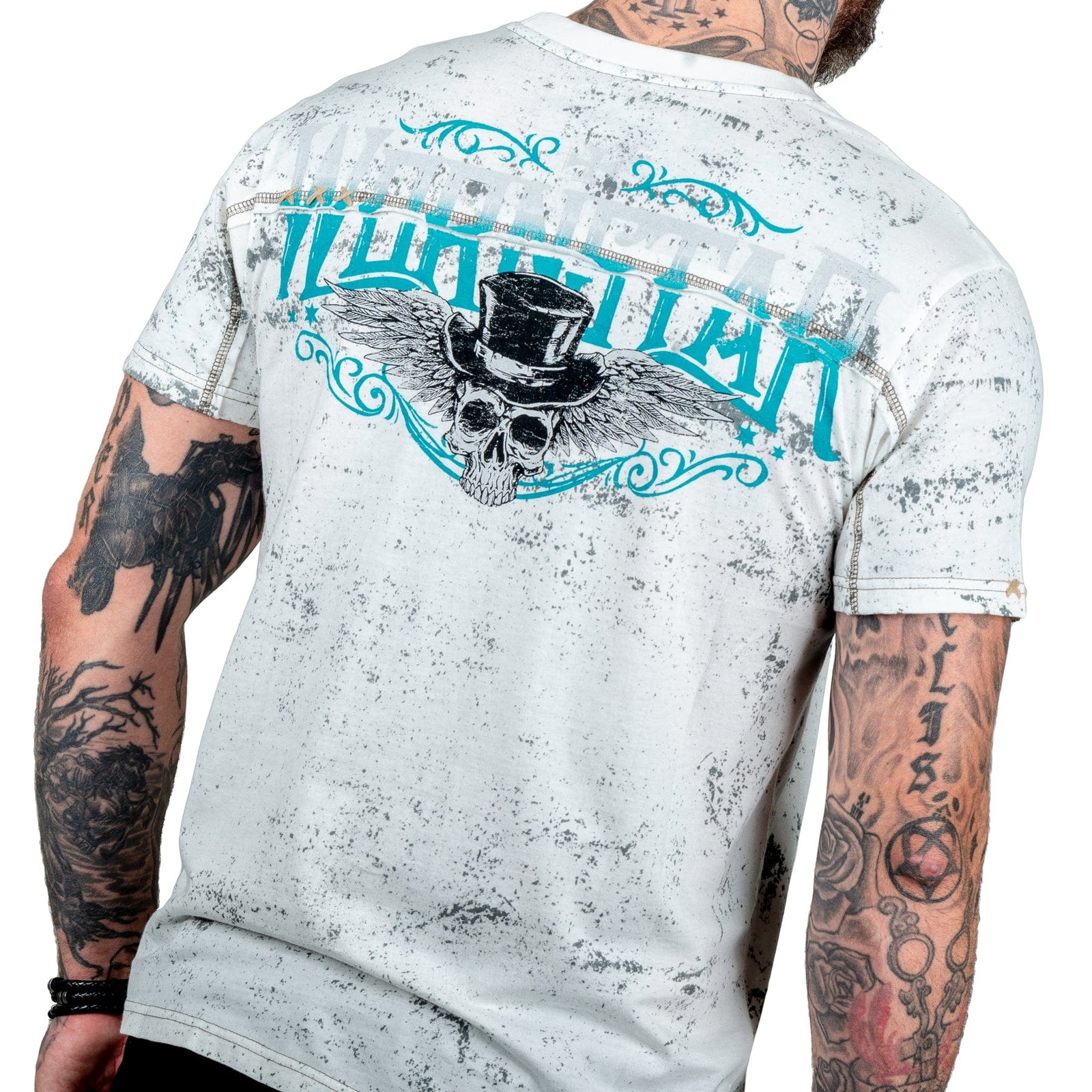 Wornstar Clothing Mens Skull T-Shirt Elegantly Wasted Mens Tee - Antique White
