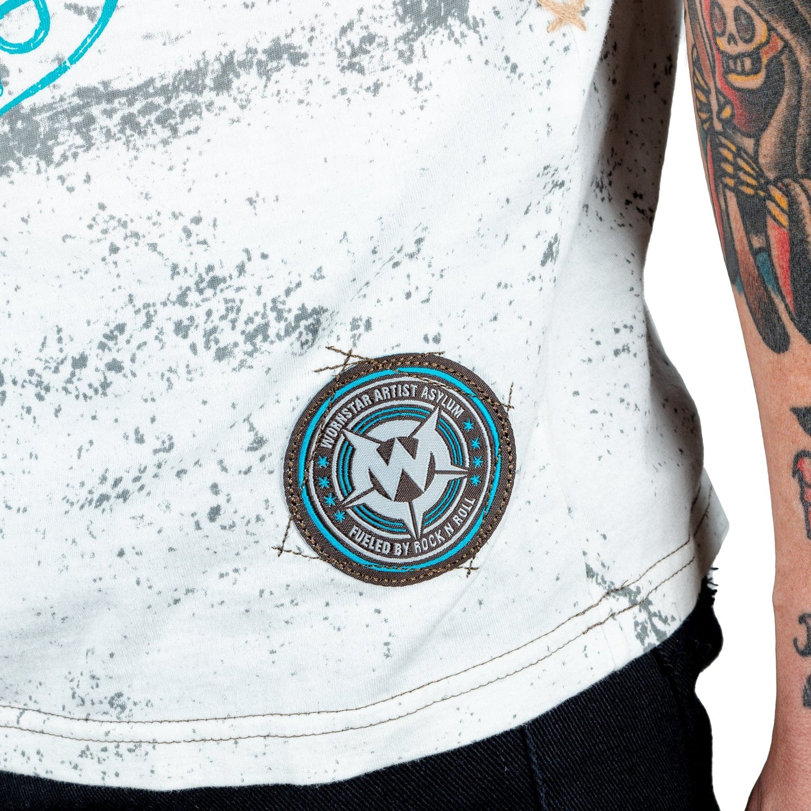 Wornstar Clothing Mens Skull T-Shirt Elegantly Wasted Mens Tee - Antique White